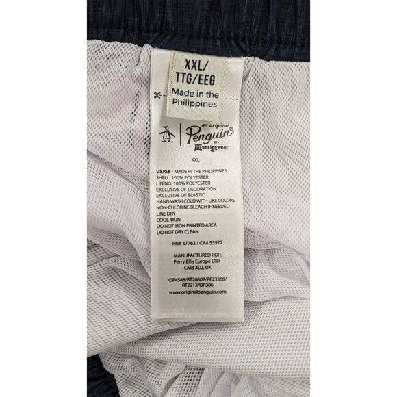 Original Penguin Mens Size XXL Dark Sapphire Stretch Elastic Waist Swim Trunks - Picture 8 of 11